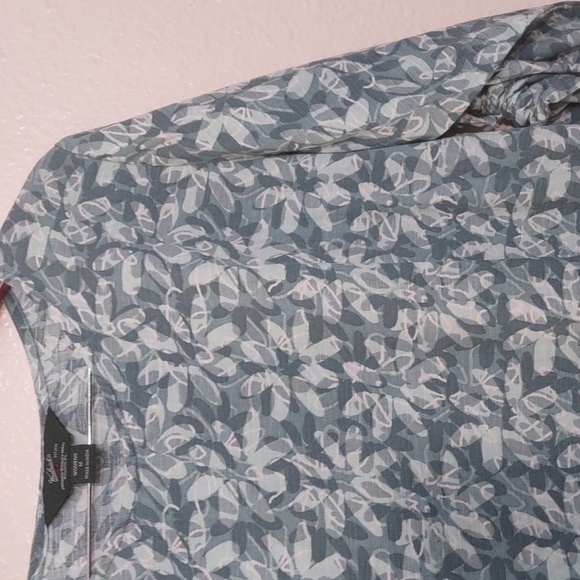 PRE OWNED WOOLRICH SHIRT SIZE M GREEN AND WHITE FLORAL PRINT - Picture 4 of 8